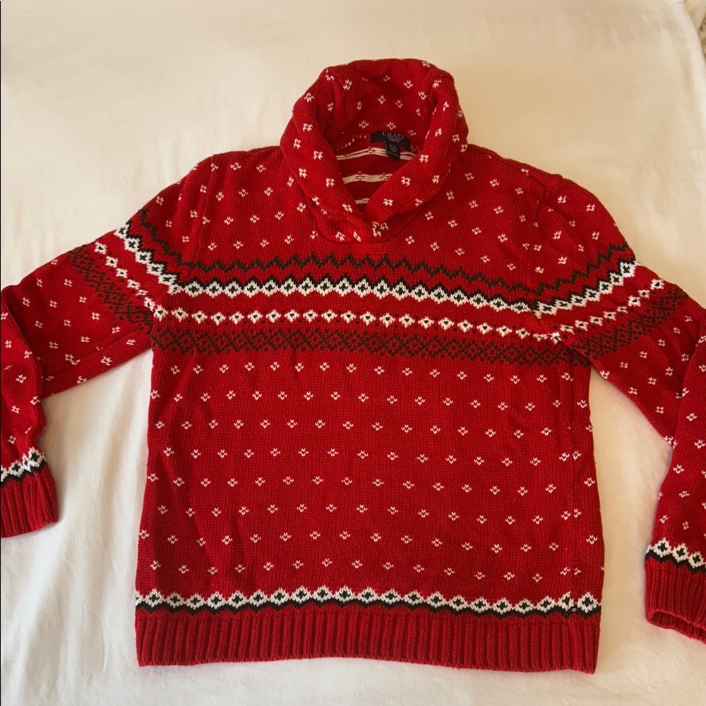 RL Chaps Red Fair Isle Sweater PL Ski season Winter Classic